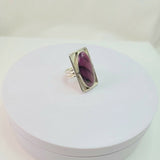 Handmade Dragon Vein Agate Ring: Oval Fuchsia Artisan Jewelry