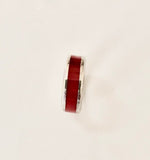 Sterling Silver Band Ring: Red Enamel Inlay, Handmade