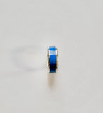 Silver and Blue enamel, sterling silver band ring