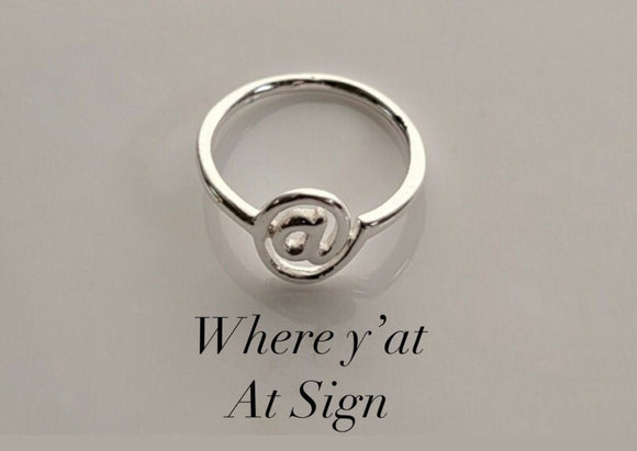 At sign ring, tech workers gift, clever gift idea, @ silver ring, social media jewelry