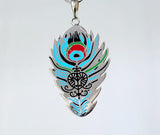 Unique Tribal Necklace, fusion of culture and color, Oshun veve jewelry, Colorful enamel peacock for beauty