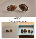 Handmade Tan Jasper Sterling Silver Post Earrings