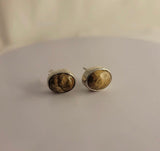 Jasper oval earrings, sterling silver handmade post earring, trendy gift for her