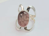 Handmade Pale Pink Dragon Vein Agate Ring: Artisan Jewelry