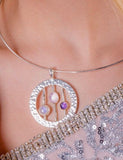 Unique handmade pendant, multi gemstone artistically crafted in hammered sterling silver