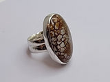 Handmade ring, oval brown stone, one of a kind, artisan jewelry