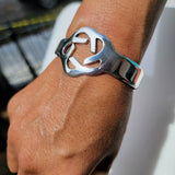 Wide Silver bracelet, meaningful Handmade jewelry, Celtic inspired design, thick sturdy cuff bracelet