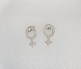 Female symbol earrings, large size studs, womens equity day, Venus stud earrings, womens empowerment jewelry