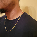 Gold rope chain, 14kt 24 inch 5mm, gift for him or her