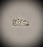 Crescent Moon and Star ring, sterling silver