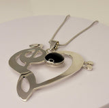 Bold heart Pendant, Musical Love necklace, sterling silver handmade statement jewelry gift for Musicians and music lovers