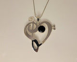Bold heart Pendant, Musical Love necklace, sterling silver handmade statement jewelry gift for Musicians and music lovers