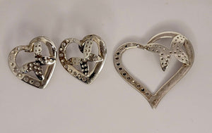 Butterfly earrings set, heart necklace set, handmade in sterling silver, a gift for transformation and change