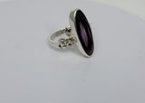 Handmade Amethyst Ring: Silver Flower Accent, February Birthstone