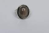 Smokey quartz ring, silver ring with oval gemstone, stone of protection