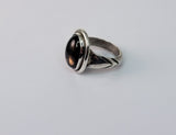 Smokey quartz ring, silver ring with oval gemstone, stone of protection