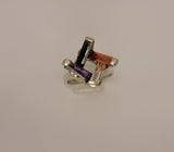 Multicolored crystal statement ring, sterling silver