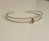 October birthstone, Pink tourmaline cuff set in twisted sterling silver, breast cancer awareness month, Stone of love, and mental healing