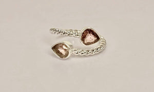 October birthstone, Pink tourmaline ring set in twisted sterling silver, breast cancer awareness month, Stone of love, and mental healing