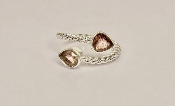 October birthstone, Pink tourmaline ring set in twisted sterling silver, breast cancer awareness month, Stone of love, and mental healing