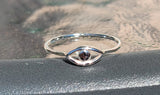 Small Evil eye ring, handmade sterling silver midi ring, gift to keep away evil spirits