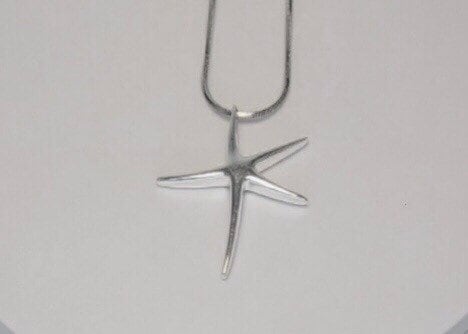 Silver Starfish necklace, ocean inspired jewelry, gift to bring intuition, growth, this celestial being represents Divine Love