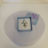 Fleur de lis Tie tack, handmade sterling silver pin,  signed by New Orleans jewelry artist Chester Allen Louisiana State symbol