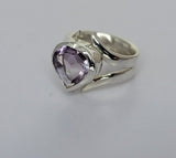 Heart shaped Amethyst ring, sterling silver ring size 7 and a half, Mothers Day Gift, February birthstone