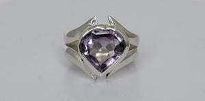 Heart shaped Amethyst ring, sterling silver ring size 7 and a half, Mothers Day Gift, February birthstone