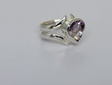 Heart shaped Amethyst ring, sterling silver ring size 7 and a half, Mothers Day Gift, February birthstone