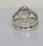 Heart shaped Amethyst ring, sterling silver ring size 7 and a half, Mothers Day Gift, February birthstone