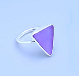Purple Sea Glass Ring: Sterling Silver Triangle Beach Jewelry