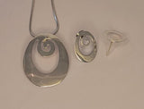 Handmade 925 Sterling Silver Oval Jewelry Set: Necklace & Earrings