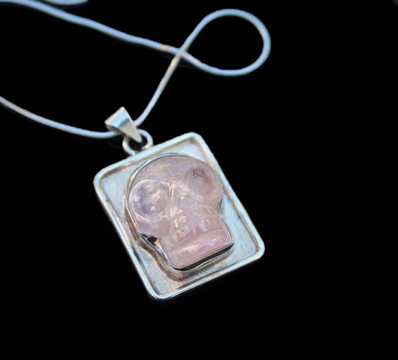 Skull necklace, pastel goth, gemstone skull, handmade jewelry