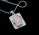 Skull necklace, pastel goth, gemstone skull, handmade jewelry