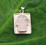 Skull necklace, pastel goth, gemstone skull, handmade jewelry