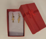 Cross hoop earrings, Cross dangle Huggies, Mothers Day Gift