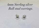 Dainty Sterling Silver Ball Stud Earrings - 4mm
