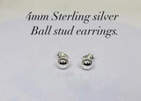 Dainty Ball earrings, 4mm sterling silvers ball studs, Matching studs for other ball jewelry