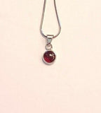 Sterling Silver Garnet Jewelry Set: Round Drop Earrings and Necklace