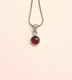 Garnet jewelry set, sterling silver, January Birthday gift, Round Garnet drop earring and necklace set, Christmas Gift for her
