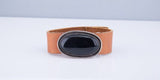 Wide leather bracelet, hand cut, Leather and Onyx jewelry for him, or her, casual boho tan and black snap on bangle