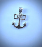 Anchor necklace, Mariner cross, unique double helix jewelry, thick mens anchor pendant