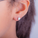Opal stud earrings, sterling silver, October birthstone, Mothers Day gift for her