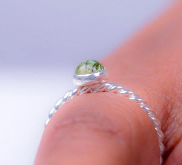 Peridot ring, sterling silver minimalist jewelry, handmade ring, August and September birthstone