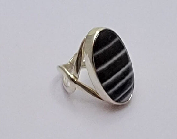 Handmade ring, oval black stone, one of a kind, artisan jewelry