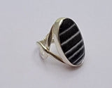 Handmade ring, oval black stone, one of a kind, artisan jewelry