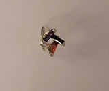 Square drop Earrings, Multi color crystal dangle earrings set in Sterling Silver