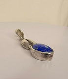 Blue lapis lazuli necklace, handmade gift in sterling silver Cowrie shell, casted with oval stone for leadership, December birthstone