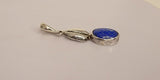 Blue lapis lazuli necklace, handmade gift in sterling silver Cowrie shell, casted with oval stone for leadership, December birthstone